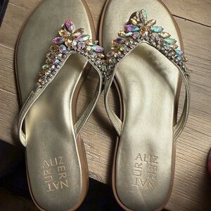 Naturalizer Metallic Sandals with Crystal Accents